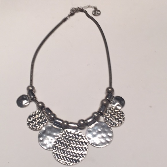 EL Silver Discs Beads &Heavy chain chunky Necklace - Picture 2 of 8